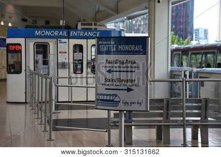 Seattle, Wa - Jun 12: Seattle Center Monorail In Seattle, Washington, As Seen On Jun 12, 2019. The 0