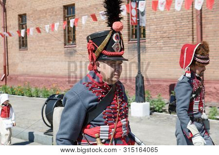 Novokuznetsk. Russia. 07.07.2019, The People In Uniform Sample Of 1812. Swords And Drums Of 1812. Ed