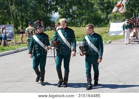 Novokuznetsk. Russia. 07.07.2019, The People In Uniform Sample Of 1812. Swords And Drums Of 1812. Ed