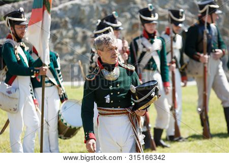 Novokuznetsk. Russia. 07.07.2019, The People In Uniform Sample Of 1812. Swords And Drums Of 1812. Ed