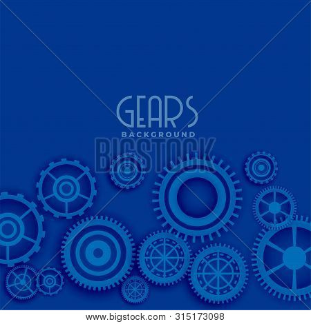 Blue Background With 3d Gears Vector Illustration