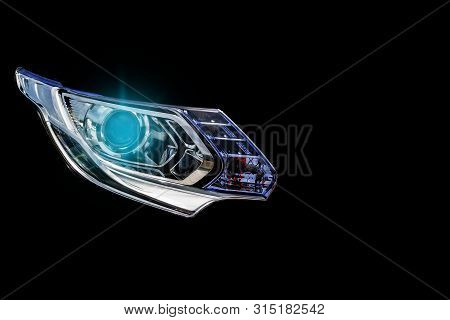 Car Tail Lights Separate From White Background.