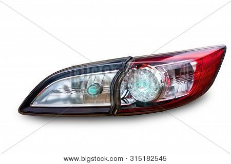 Car Tail Lights Separate From White Background.