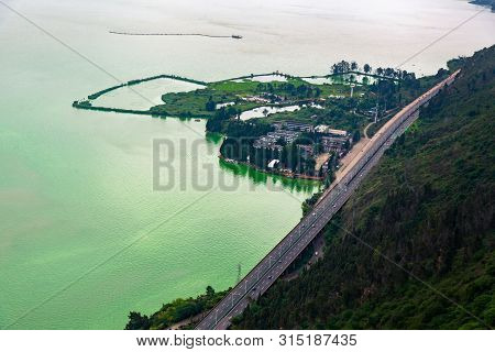 Road Above Dian Lake In Kunming City In China