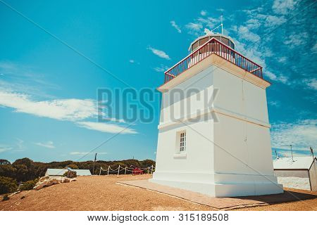 Iconic Cape Borda Lighthouse With Cannon On A Bright Summer Day, Kangaroo Island, South Australia