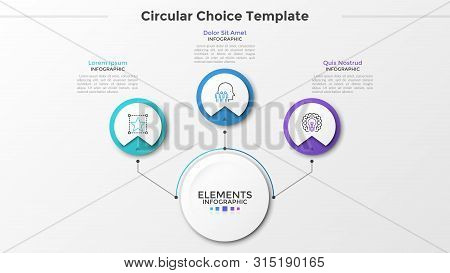 Main Paper White Circle Connected To 3 Round Elements With Linear Symbols Inside And Text Boxes By L