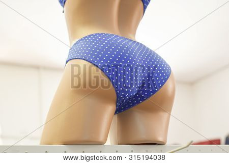 A Fashion Store For Women, Showroom. Underwear, Sale, Sexy. Window Shoper Of A Clothes Store With Ma