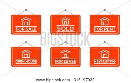 Real Estate Signs, House For Sale. Best For Property, Home Buying Concept.