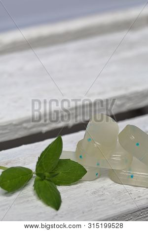 Peppermint Candies For Breath Freshening. With Refreshing Microgranules. Cooling Menthol For Sore Th