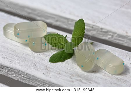 Peppermint Candies For Breath Freshening. With Refreshing Microgranules. Cooling Menthol For Sore Th