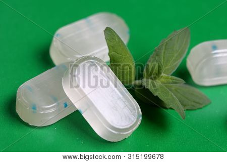 Peppermint Candies For Breath Freshening. With Refreshing Microgranules. Cooling Menthol For Sore Th