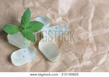 Peppermint Candies For Breath Freshening. With Refreshing Microgranules. Cooling Menthol For Sore Th