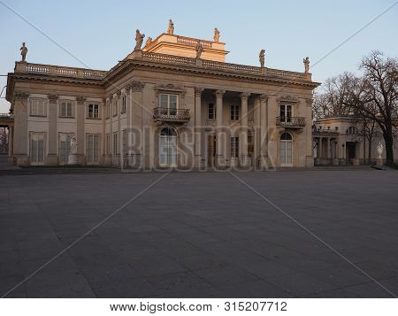 Historical Building On The Isle In Baths Park In Warsaw European Capital City Of Poland With Clear B