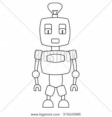 Cute Toy Robot. Isolated Outline Stock Vector Illustration