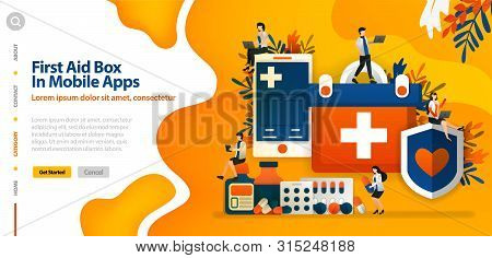 First Aid Box In The Mobile Application, To Protect Patient Health And Comfort .vector Illustration 