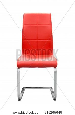 Modern Red Chair Isolated On White Background.