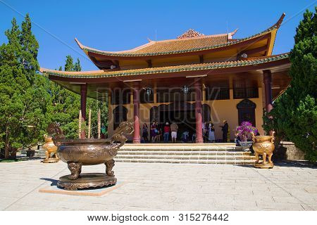 Da Lat, Vietnam - December 28, 2015: At One Of The Buddhist Temples Of The Thien Vien Truc Lam Monas