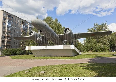 Vologda, Russia - July 8, 2018: The Il-28 Monument Is Erected In Honor Of The 90th Anniversary Of Ai