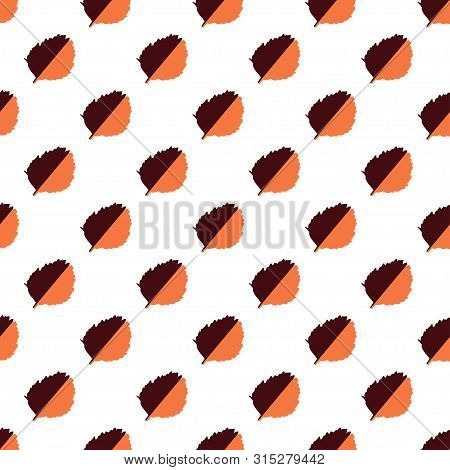 Vector Seamless Pattern With Duocolor Autumn Leaves On A White Background. Diagonal Direction