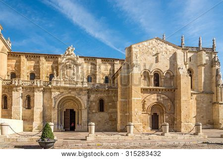 View At The Portal Of San Isidoro Basilica In Leon, Spain