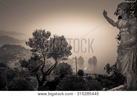 View Of Capri Island From Monte Solaro, In Anacapri