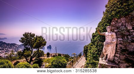 View Of Capri Island From Monte Solaro, In Anacapri