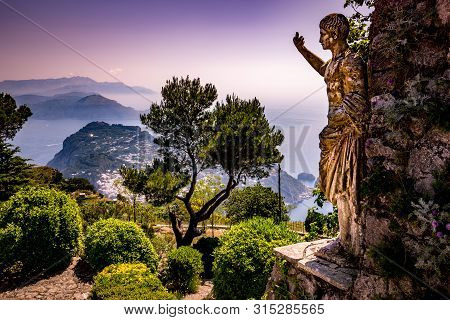 View Of Capri Island From Monte Solaro, In Anacapri