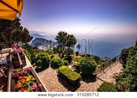View Of Capri Island From Monte Solaro, In Anacapri