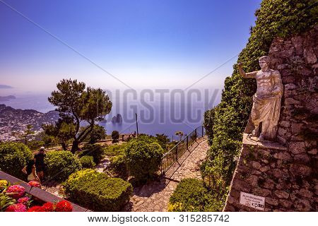 View Of Capri Island From Monte Solaro, In Anacapri