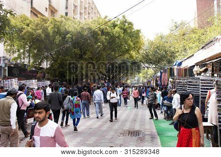 Indian People And Foreigner Travelers Walking Travel Visit And Shopping Product At Janpath And Tibet