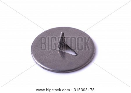 A  Metal Thumbtacks For Paper. Isolated On White Background