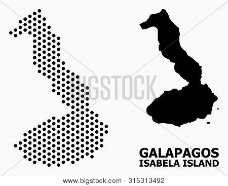 Dot Map Of Galapagos - Isabela Island Composition And Solid Illustration. Vector Map Of Galapagos - 