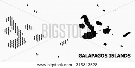 Dotted Map Of Galapagos Islands Composition And Solid Illustration. Vector Map Of Galapagos Islands 