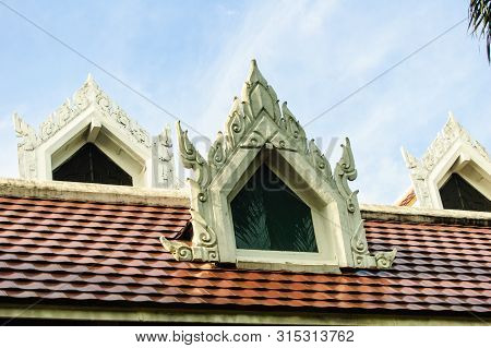Thai Art Style Of Window In Public Temple Or Resident