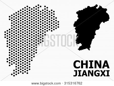 Dot Map Of Jiangxi Province Composition And Solid Illustration. Vector Map Of Jiangxi Province Combi