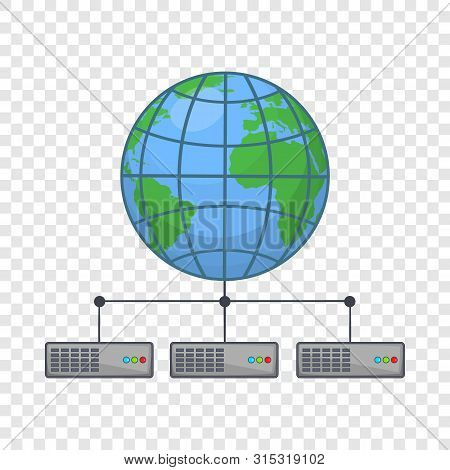 Global Storage Network Icon. Cartoon Illustration Of Clobal Storage Icon For Web Design