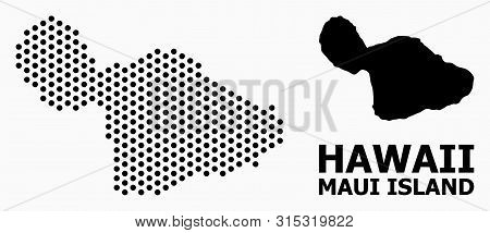 Dotted Map Of Maui Island Composition And Solid Illustration. Vector Map Of Maui Island Composition 