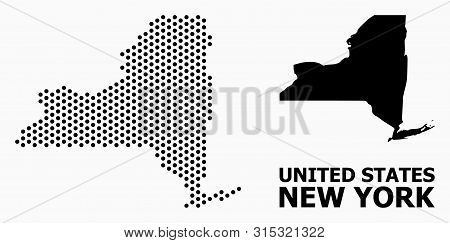 Dotted Map Of New York State Composition And Solid Illustration. Vector Map Of New York State Compos