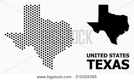Dotted Map Of Texas State Composition And Solid Illustration. Vector Map Of Texas State Composition 