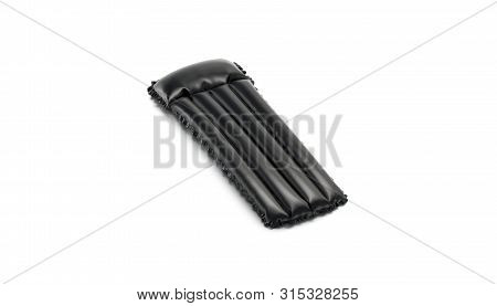 Blank Black Swim Mattress Mock Up Isolated, Side View, 3d Rendering. Empty Holiday Floating Mockup. 