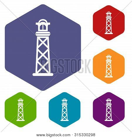 Pharos Icons Colorful Hexahedron Set Collection Isolated On White