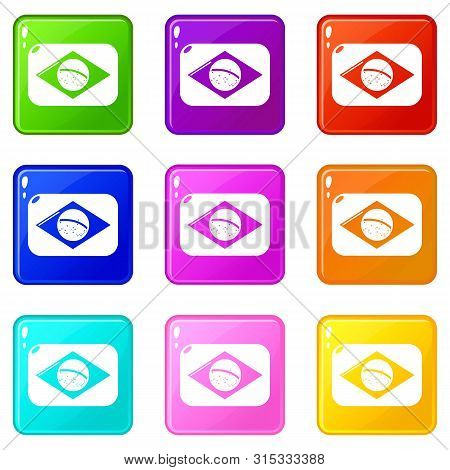 Brazilian Flag Icons Set 9 Color Collection Isolated On White For Any Design