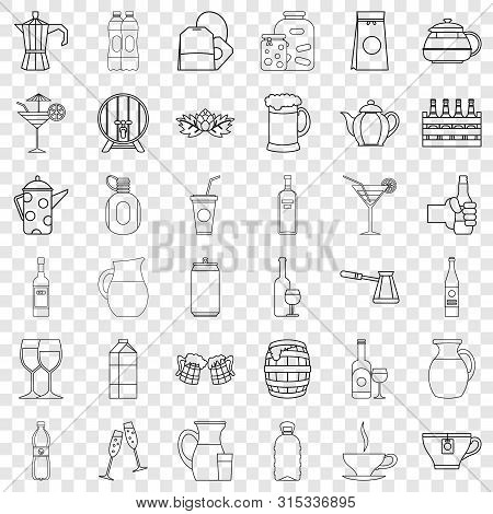 Bottle Crate Icons Set. Outline Style Of 36 Bottle Crate Icons For Web For Any Design