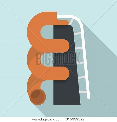 Plastic Waterpark Pipe Icon. Flat Illustration Of Plastic Waterpark Pipe Vector Icon For Web Design