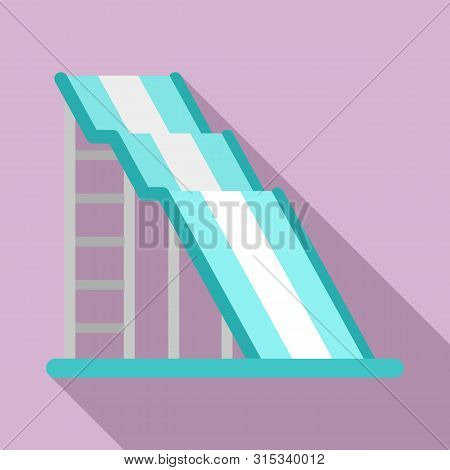 Wave Waterpark Slide Icon. Flat Illustration Of Wave Waterpark Slide Vector Icon For Web Design
