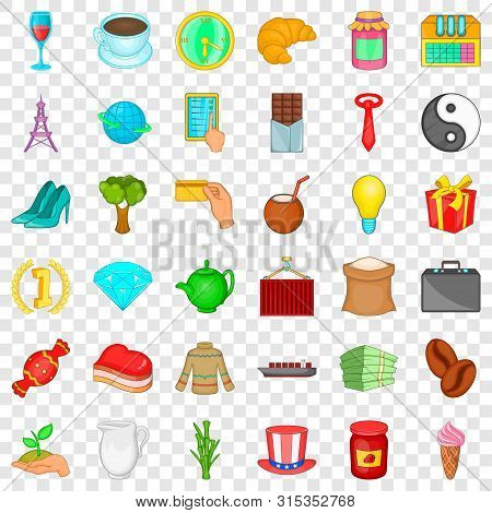 Bean Icons Set. Cartoon Style Of 36 Bean Icons For Web For Any Design