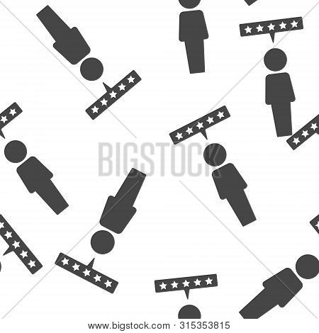 Customer Review Icon. Raiting And Feedback Illustration Seamless Pattern On A White Background.
