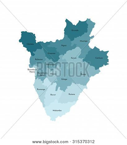 Vector Isolated Illustration Of Simplified Administrative Map Of Burundi. Borders And Names Of The P