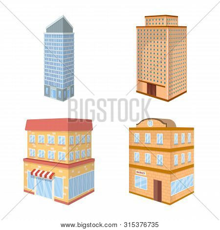 Vector Illustration Of City And Build Symbol. Collection Of City And Apartment Stock Vector Illustra
