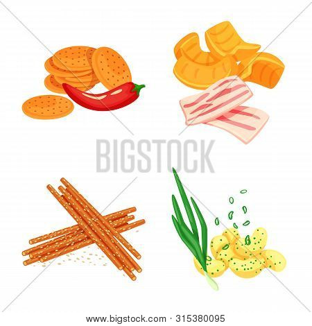 Vector Illustration Of Food And Product Symbol. Collection Of Food And Party Vector Icon For Stock.